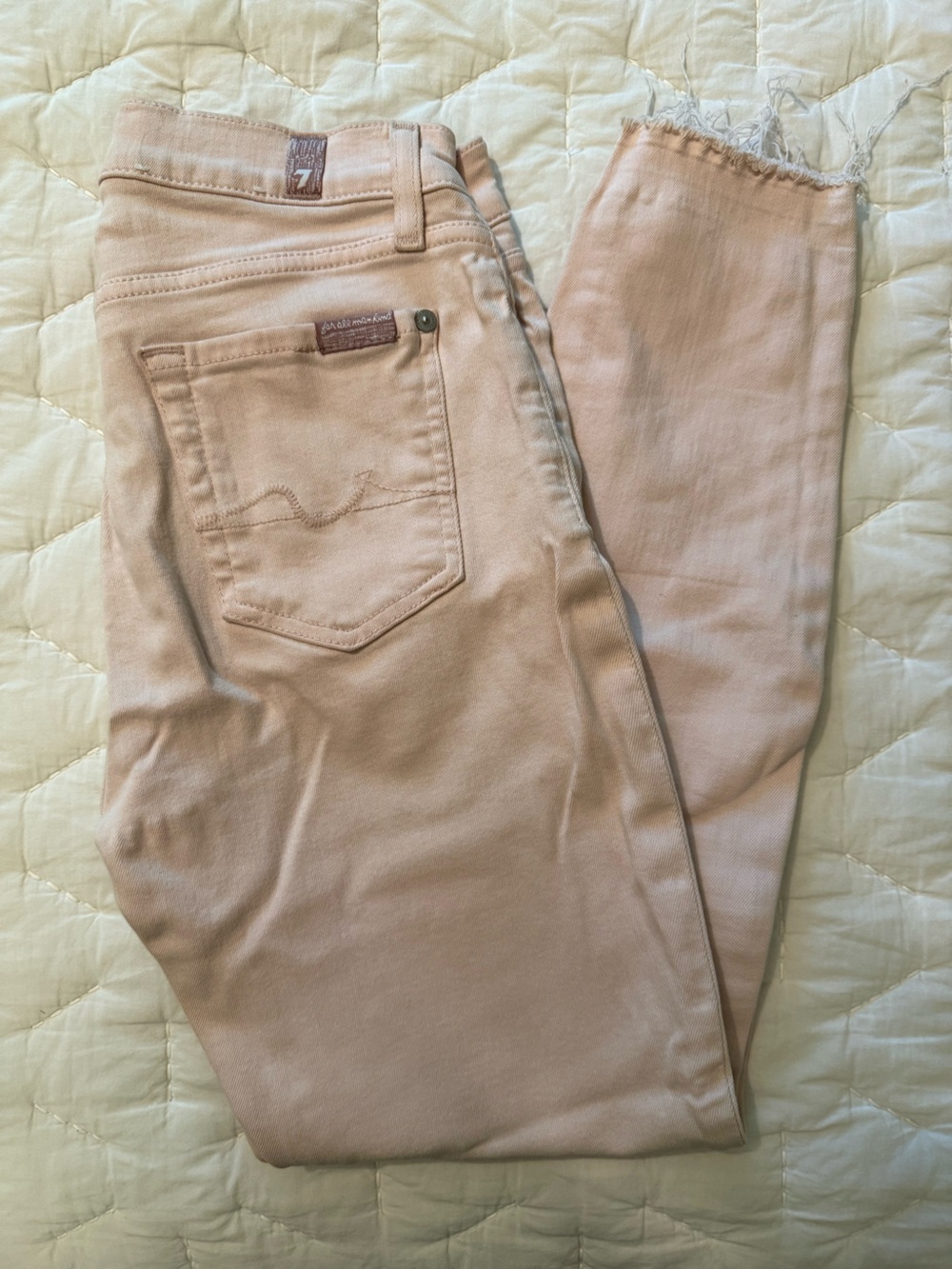7 For All Mankind Blush Pink Ankle Crop Jeans